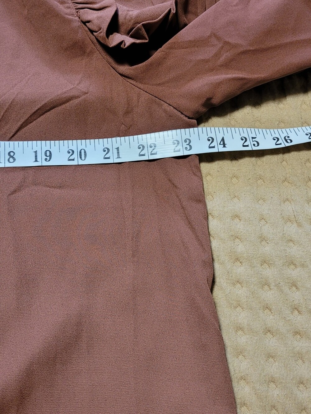 Rust Brown Ruffle-Trim Long Sleeve Blouse - Picture 5 of 6